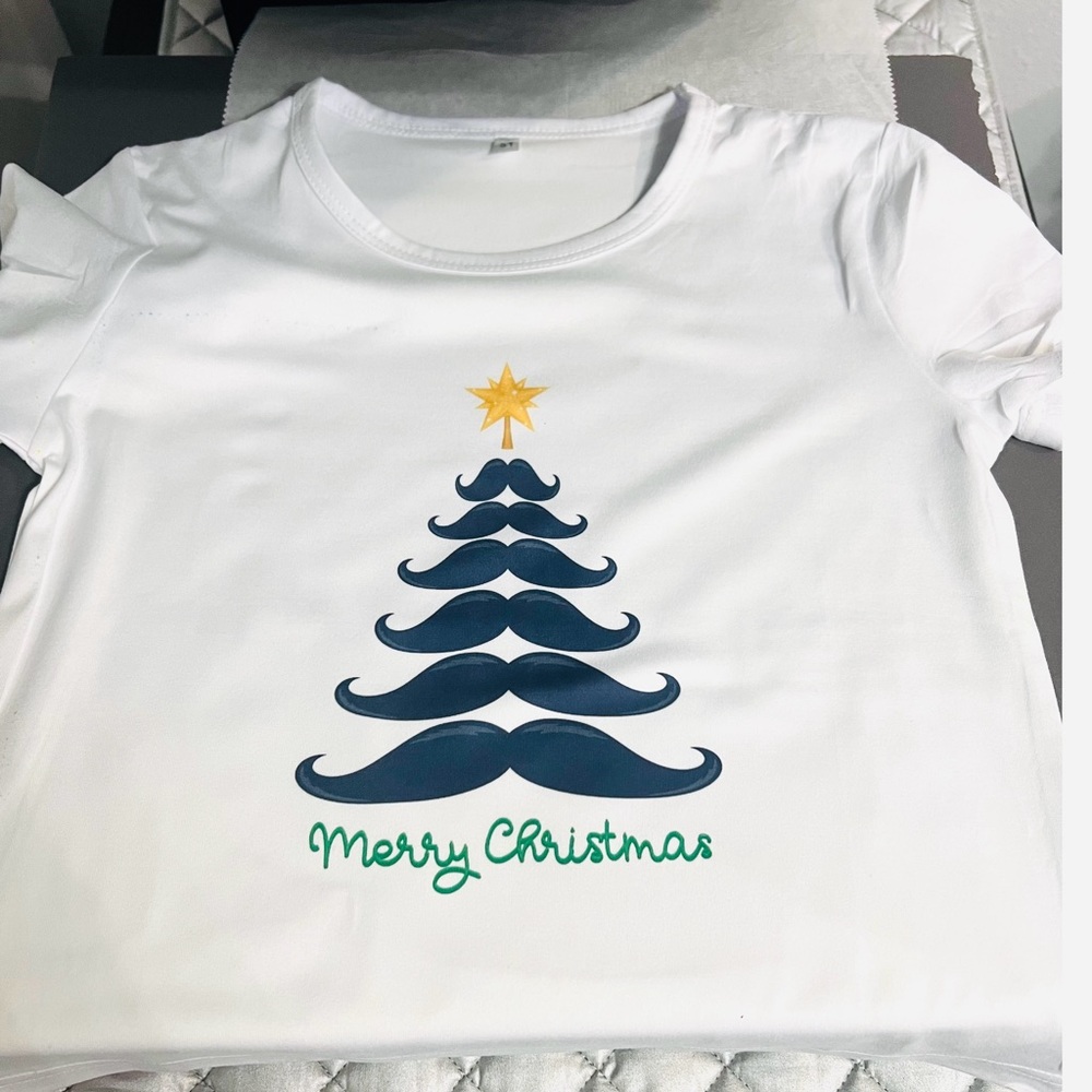 Toddler Mustache Christmas Tree Shirt 5T NeW